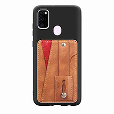 Ultra-thin Silicone Gel Soft Case Cover with Magnetic S01D for Samsung Galaxy M30s Brown