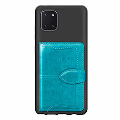 Ultra-thin Silicone Gel Soft Case Cover with Magnetic S01D for Samsung Galaxy M60s Cyan