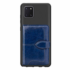 Ultra-thin Silicone Gel Soft Case Cover with Magnetic S01D for Samsung Galaxy Note 10 Lite Blue