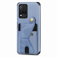 Ultra-thin Silicone Gel Soft Case Cover with Magnetic S01D for Vivo Y21 Blue