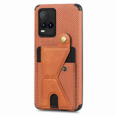 Ultra-thin Silicone Gel Soft Case Cover with Magnetic S01D for Vivo Y21e Brown