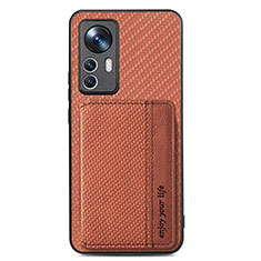 Ultra-thin Silicone Gel Soft Case Cover with Magnetic S01D for Xiaomi Mi 12T Pro 5G Brown