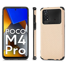 Ultra-thin Silicone Gel Soft Case Cover with Magnetic S01D for Xiaomi Poco M4 Pro 4G Gold