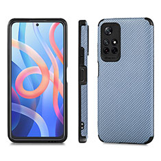 Ultra-thin Silicone Gel Soft Case Cover with Magnetic S01D for Xiaomi Poco M4 Pro 5G Blue