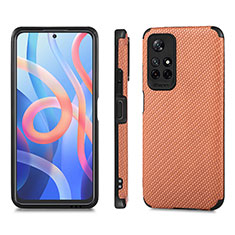 Ultra-thin Silicone Gel Soft Case Cover with Magnetic S01D for Xiaomi Poco M4 Pro 5G Brown