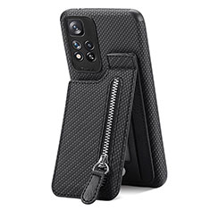 Ultra-thin Silicone Gel Soft Case Cover with Magnetic S01D for Xiaomi Poco X4 NFC Black