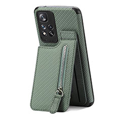 Ultra-thin Silicone Gel Soft Case Cover with Magnetic S01D for Xiaomi Poco X4 NFC Green