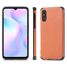 Ultra-thin Silicone Gel Soft Case Cover with Magnetic S01D for Xiaomi Redmi 9i Brown