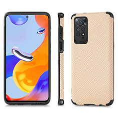 Ultra-thin Silicone Gel Soft Case Cover with Magnetic S01D for Xiaomi Redmi Note 11 Pro 4G Gold