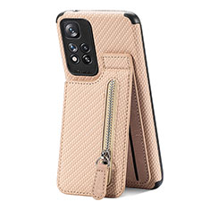 Ultra-thin Silicone Gel Soft Case Cover with Magnetic S01D for Xiaomi Redmi Note 11 Pro+ Plus 5G Gold