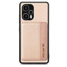 Ultra-thin Silicone Gel Soft Case Cover with Magnetic S01D for Xiaomi Redmi Note 12 Turbo 5G Gold