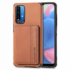 Ultra-thin Silicone Gel Soft Case Cover with Magnetic S01D for Xiaomi Redmi Note 9 4G Brown