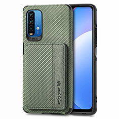 Ultra-thin Silicone Gel Soft Case Cover with Magnetic S01D for Xiaomi Redmi Note 9 4G Green