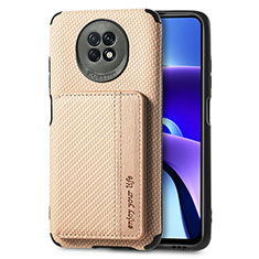 Ultra-thin Silicone Gel Soft Case Cover with Magnetic S01D for Xiaomi Redmi Note 9 5G Gold