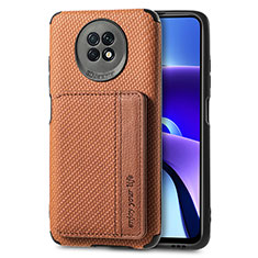 Ultra-thin Silicone Gel Soft Case Cover with Magnetic S01D for Xiaomi Redmi Note 9T 5G Brown