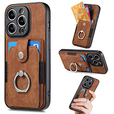 Ultra-thin Silicone Gel Soft Case Cover with Magnetic S02D for Apple iPhone 13 Pro Brown