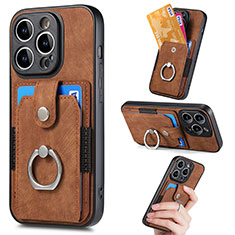 Ultra-thin Silicone Gel Soft Case Cover with Magnetic S02D for Apple iPhone 16 Pro Max Brown