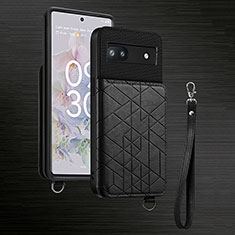 Ultra-thin Silicone Gel Soft Case Cover with Magnetic S02D for Google Pixel 6a 5G Black