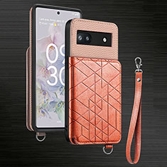 Ultra-thin Silicone Gel Soft Case Cover with Magnetic S02D for Google Pixel 6a 5G Rose Gold
