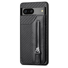Ultra-thin Silicone Gel Soft Case Cover with Magnetic S02D for Google Pixel 7a 5G Black