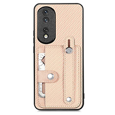 Ultra-thin Silicone Gel Soft Case Cover with Magnetic S02D for Huawei Honor 80 Pro 5G Gold