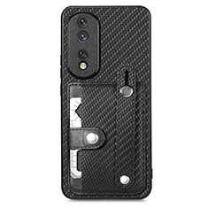 Ultra-thin Silicone Gel Soft Case Cover with Magnetic S02D for Huawei Honor 80 Pro Flat 5G Black