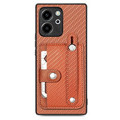 Ultra-thin Silicone Gel Soft Case Cover with Magnetic S02D for Huawei Honor 80 SE 5G Brown