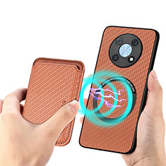 Ultra-thin Silicone Gel Soft Case Cover with Magnetic S02D for Huawei Nova Y90 Brown