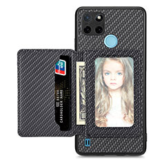 Ultra-thin Silicone Gel Soft Case Cover with Magnetic S02D for Realme C25Y India Black