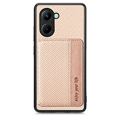 Ultra-thin Silicone Gel Soft Case Cover with Magnetic S02D for Realme C33 (2023) Gold