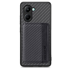 Ultra-thin Silicone Gel Soft Case Cover with Magnetic S02D for Realme C33 Black