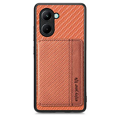 Ultra-thin Silicone Gel Soft Case Cover with Magnetic S02D for Realme C33 Brown