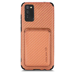 Ultra-thin Silicone Gel Soft Case Cover with Magnetic S02D for Samsung Galaxy A03s Brown