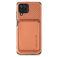 Ultra-thin Silicone Gel Soft Case Cover with Magnetic S02D for Samsung Galaxy A12 5G Brown
