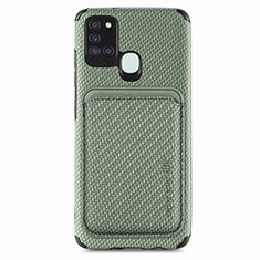 Ultra-thin Silicone Gel Soft Case Cover with Magnetic S02D for Samsung Galaxy A21s Green