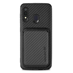 Ultra-thin Silicone Gel Soft Case Cover with Magnetic S02D for Samsung Galaxy A30 Black