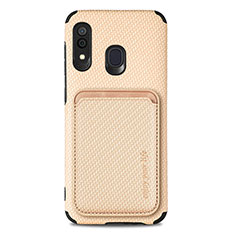 Ultra-thin Silicone Gel Soft Case Cover with Magnetic S02D for Samsung Galaxy A30 Gold