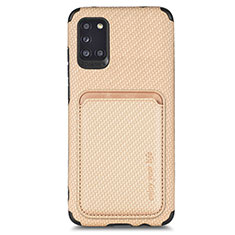 Ultra-thin Silicone Gel Soft Case Cover with Magnetic S02D for Samsung Galaxy A31 Gold
