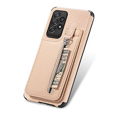 Ultra-thin Silicone Gel Soft Case Cover with Magnetic S02D for Samsung Galaxy A52 4G Gold