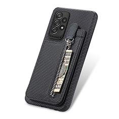 Ultra-thin Silicone Gel Soft Case Cover with Magnetic S02D for Samsung Galaxy A72 4G Black