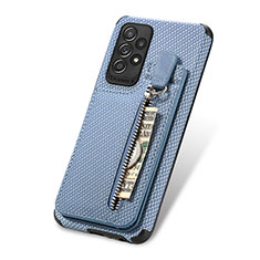 Ultra-thin Silicone Gel Soft Case Cover with Magnetic S02D for Samsung Galaxy A72 5G Blue