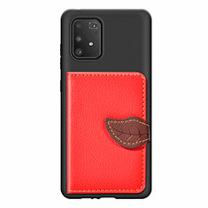 Ultra-thin Silicone Gel Soft Case Cover with Magnetic S02D for Samsung Galaxy A91 Red