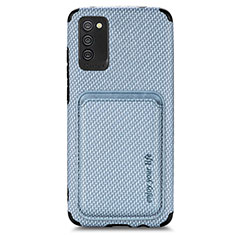 Ultra-thin Silicone Gel Soft Case Cover with Magnetic S02D for Samsung Galaxy F02S SM-E025F Blue
