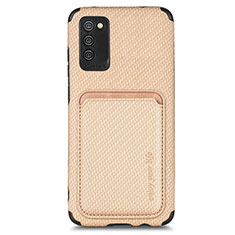 Ultra-thin Silicone Gel Soft Case Cover with Magnetic S02D for Samsung Galaxy F02S SM-E025F Gold