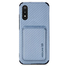 Ultra-thin Silicone Gel Soft Case Cover with Magnetic S02D for Samsung Galaxy M02 Blue