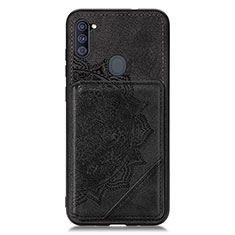 Ultra-thin Silicone Gel Soft Case Cover with Magnetic S02D for Samsung Galaxy M11 Black
