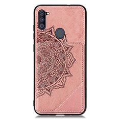 Ultra-thin Silicone Gel Soft Case Cover with Magnetic S02D for Samsung Galaxy M11 Rose Gold