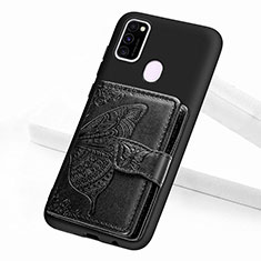 Ultra-thin Silicone Gel Soft Case Cover with Magnetic S02D for Samsung Galaxy M30s Black