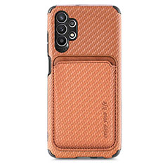 Ultra-thin Silicone Gel Soft Case Cover with Magnetic S02D for Samsung Galaxy M32 5G Brown