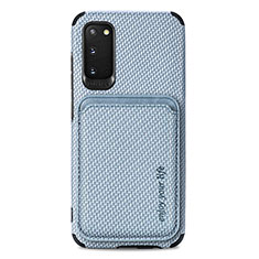 Ultra-thin Silicone Gel Soft Case Cover with Magnetic S02D for Samsung Galaxy S20 5G Blue
